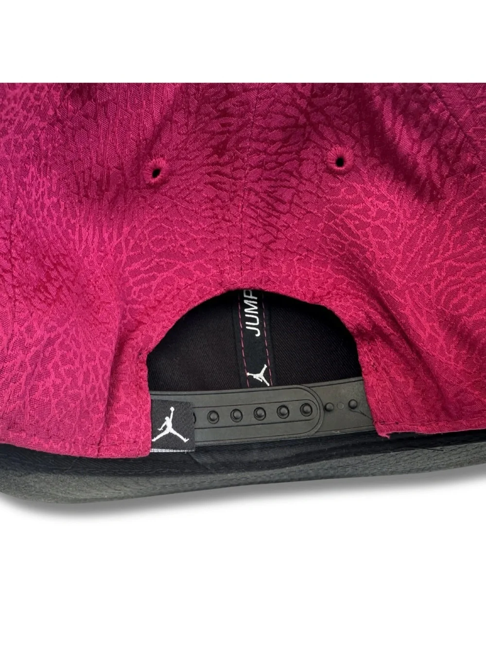 Jordan Snapback Hat in Magenta and Black with Elephant Print